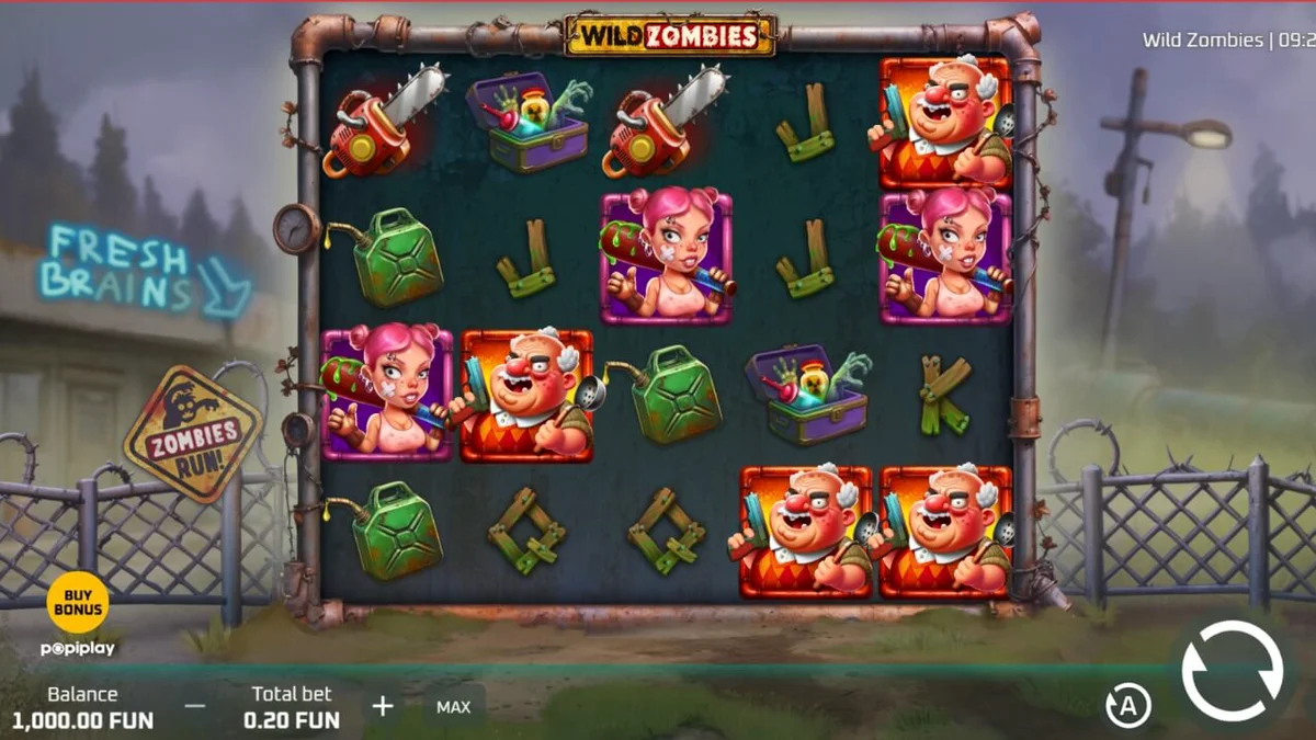 Tampilan visual slot Wild Zombies dengan tema kiamat yang penuh warna